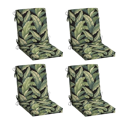 Image of Arden 4-Pack Outdoor Patio Dining Chair Cushion, 20 x 44, Rain-Proof Seat Pad, Fade-Resistant Outdoor Cushion Onyx Cebu