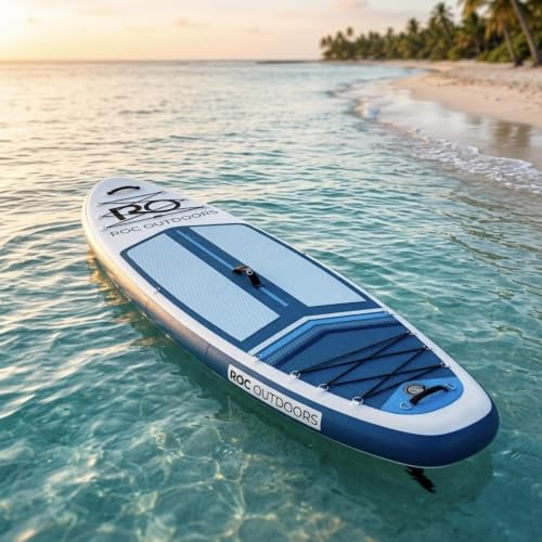 Image of Roc Inflatable Stand Up Paddle Board 10' 6 inch with Premium SUP Paddle Board Accessories, Wide Stable Design, Non-Slip Comfort Deck for Youth & Adults