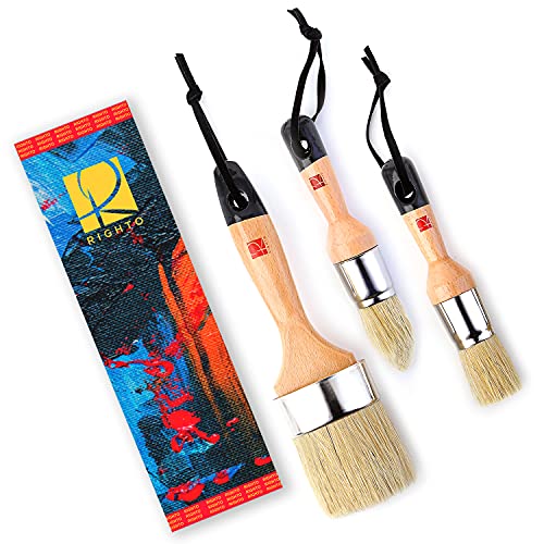 Professional Chalk Wax paint brush 3PC Large & Small Round Stencil Paint Brushes set for Furniture Painting, Compatible with Annie Sloan, Bb Frosch, Fusion Mineral, Dixi Belle, and Waverly Chalk Paint
