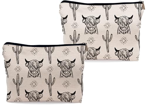 Image of Western Makeup Bag Set of 2,Western Gifts For Women,Cow Makeup Bag,Cowgirl Stuff, Stuff For Women,Cowgirl Gifts
