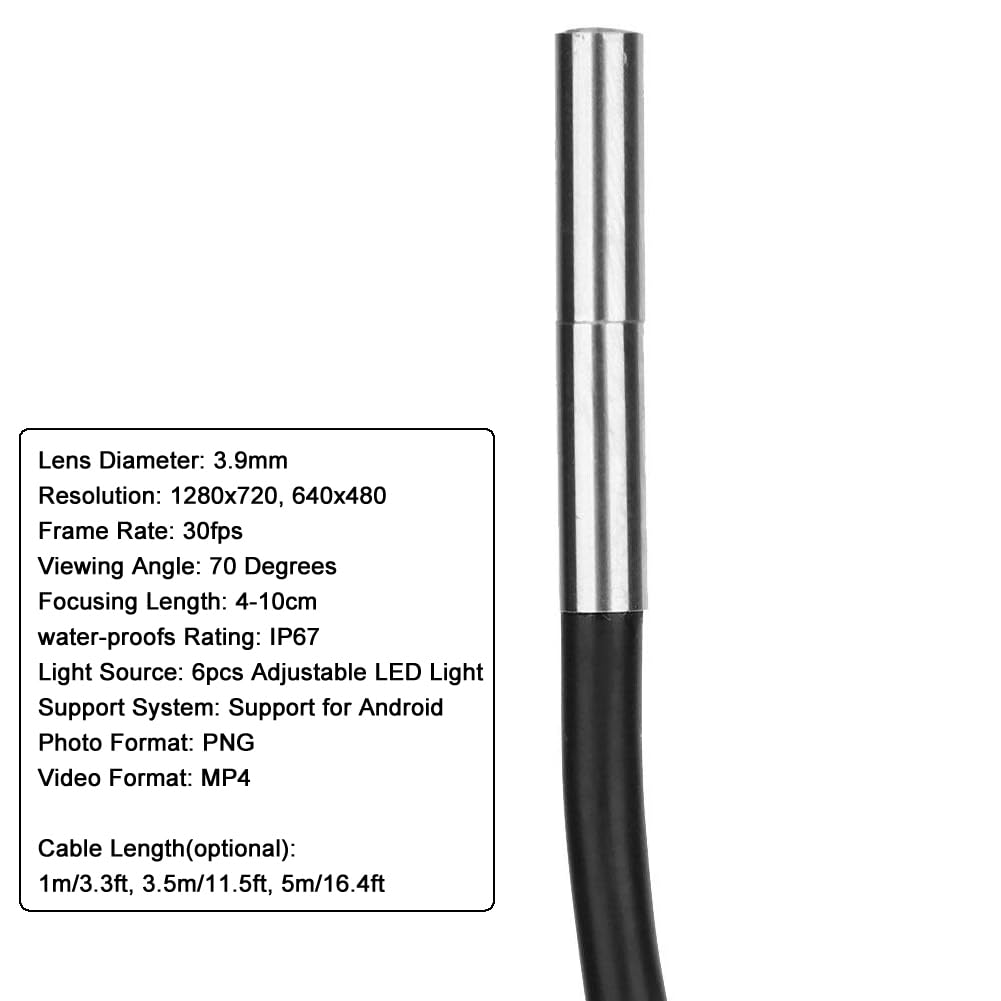 Przenośny Endoskop Usb, 3 W 1 Kamera Inspekcyjna Led Uniwersalny Port Usb/Type-C Do Telefonów Android, Wodoodporny Obiektyw 3,9 mm, Do Naprawy Urządzeń Gospodarstwa Domowego I Pojazdów (1m)