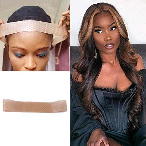 Medium Brown Silicone Elastic Wig Grip Headband,Soft Drop-Shaped Wig Hair Band Scarf Hat Grip Band to Hold Wigs Running Sport Headband