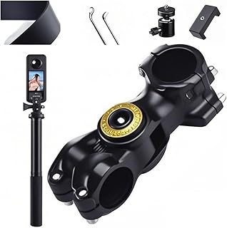 HHWRT Motorcycle Invisible Selfie Stick, 360° Action Camera Mount Pole, Action Camera Bracket Adapter Clamp Holder, Motorc...