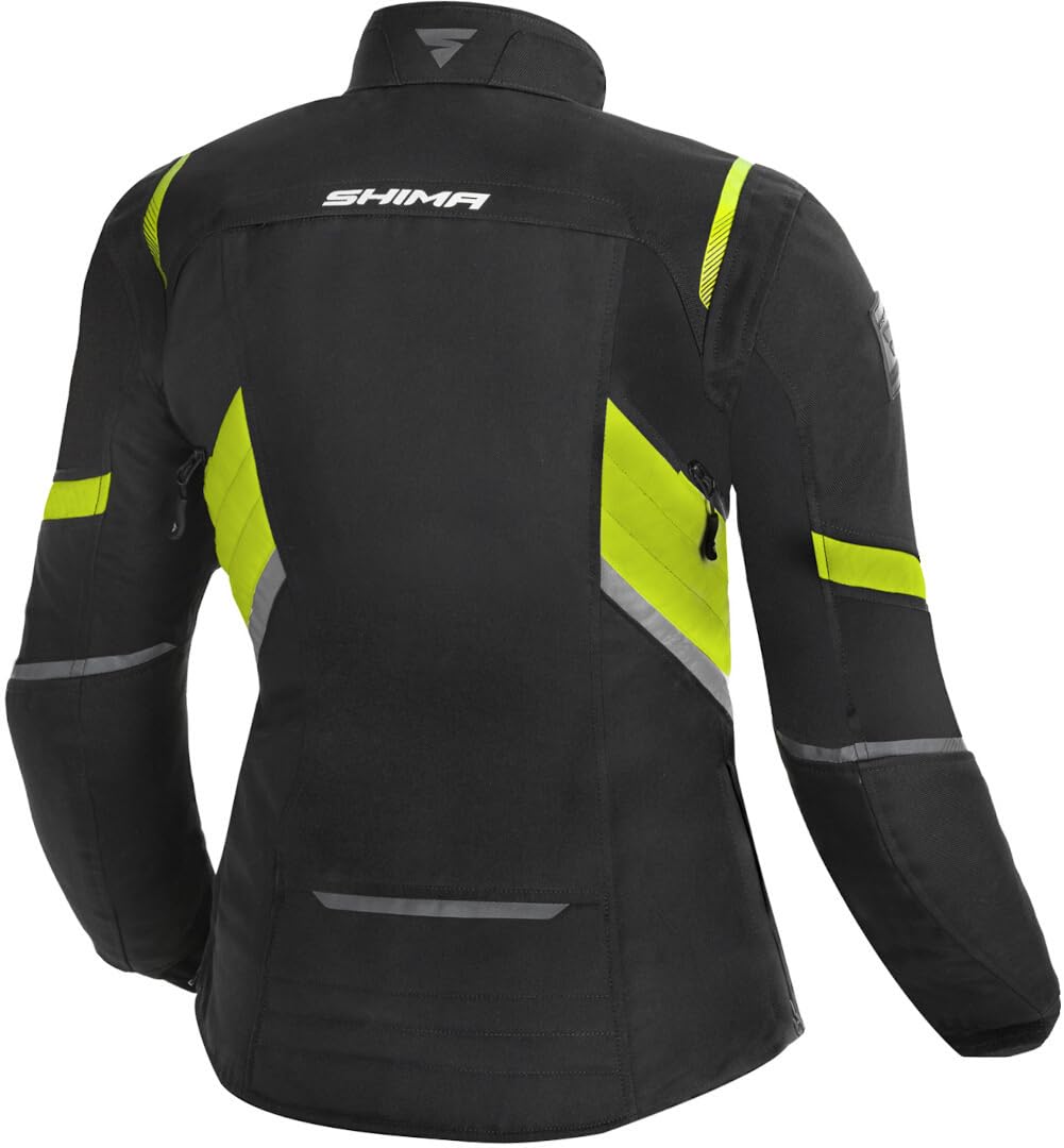 SHIMA RUSH LADY kurtka motocyklowa damska - tekstylna, wielosezonowa, miejska kurtka z membraną wodoodporną i ocieplaczem, protektorami CE pleców, lokci, barków (Fluo, XS)
