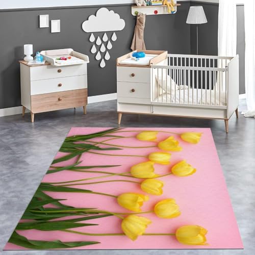 Tapis intérieur extérieur lavable grand format motif plantes vertes