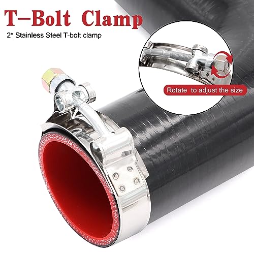 Image of 90 Degree Elbow Coupler Silicone Hose 4-Ply 2.25-inch(57mm) for Turbo /Intercooler /Intake Piping,Length 120mm Thickness 5mm with T-Bolt Clamp