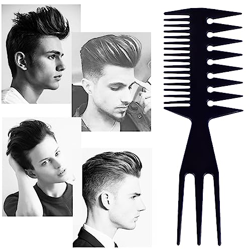 1 Stück Breiter Kamm, Doppel Seitiger Breiter grob Zahnkamm, Antistatischer Retro Breitzahn Haar Kamm Styling Haarkämme für Lockiges Nasses Langes Haar (Schwarz)