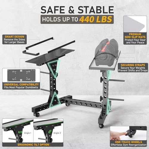 Image of Eisenlink Adjustable Dumbbell Rack & Weight Rack, Holds 440 lbs, Space Saving Design for Home Gym Organization
