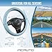 PIC AUTO Steering Wheel Cover, Light Blue Patterned Leather Patchwork Design, Universal Fit 14.5