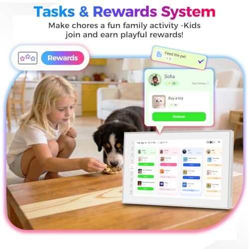 Image of Akimart 15.6 inch Smart Digital Calendar & Chore Chart, Smart Touchscreen Interactive Display for Family Schedules, Digital Photo Frame Functon, Wall & Desk Mountable
