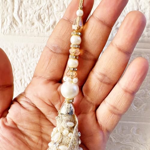 Image of Adikala Craft Store Handmade Ethnic Latkan Tassel Set of 2 for Saree Pallu, Blouse, Suits, Dupatta, Lehenga Decor (Floral Cone)