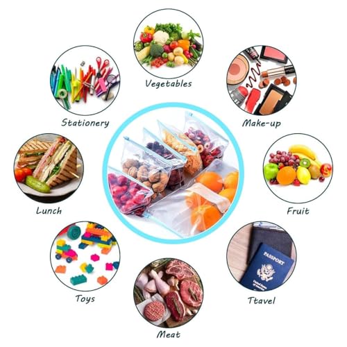 Image of Reusable Ziplock food storage bag containers Airtight seal leakproof freezer pouch for snack, sous vide, liquids,lunch preservation, microwave & Dishwasher safe (20 PCS BLUE ZIPPER BAG)