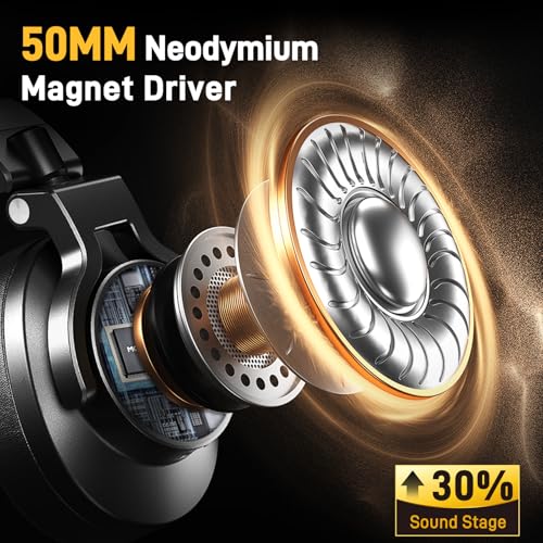 Image of MAONO Studio Monitor Mixing DJ Headphones, 50mm Driver Professional Over Ear Wired Headset with 3.5mm to 6.35mm Jack for Guitar AMP, Piano, Music Production, Keyboard, Recording, Podcast, MH700 Black