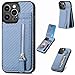 Rfvzubemok Compatible with Oppo A76 4G Case,Compatible with Oppo A76 4G Zipper Card Slots Built-in Magnet Kickstand Phone Case Blue