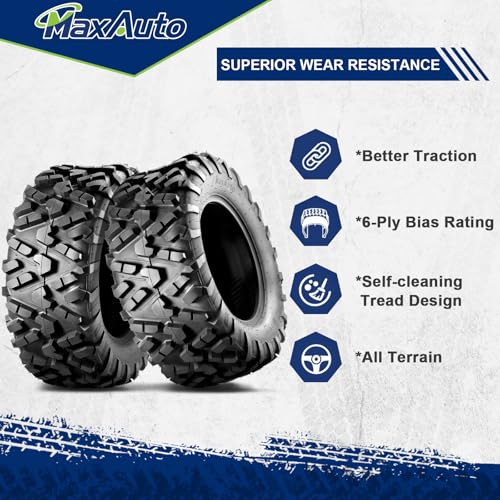 MaxAuto AT27x11-14 ATV UTV Tires, 27x11x14 All Terrain Sport ATV Tires for All Trail Tire, 27 11 14 Mud Sand Off-Road Tire, 6PR Tubeless, 2 Pack
