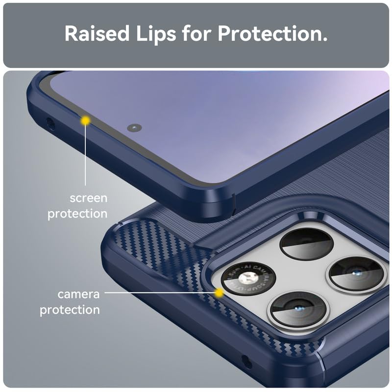 Image of Hybrid Carbon Fiber Back Case for Moto G67 Power 5G / G57 Power 5G (Blue)