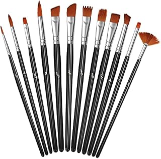 Paint Brushes, 12 Pcs Professional Artist Painting Brush Flat Round Tip for Watercolor, Acrylic & Oil Paintings, Face Painting