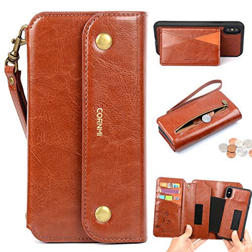 Yuede Coque pour iPhone XS Max, Housse en Cuir iPhone XS Max, Étui Téléphone iPhone XS Max Magnétique Etui Housse pour iPhone XS Max, Marron
