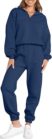 Prinbara Womens Half Zip Pullover Long Sleeve Sweatshirt Jogger Pants Lounge Sets 2 Piece Outfits Sweatsuit with Pockets