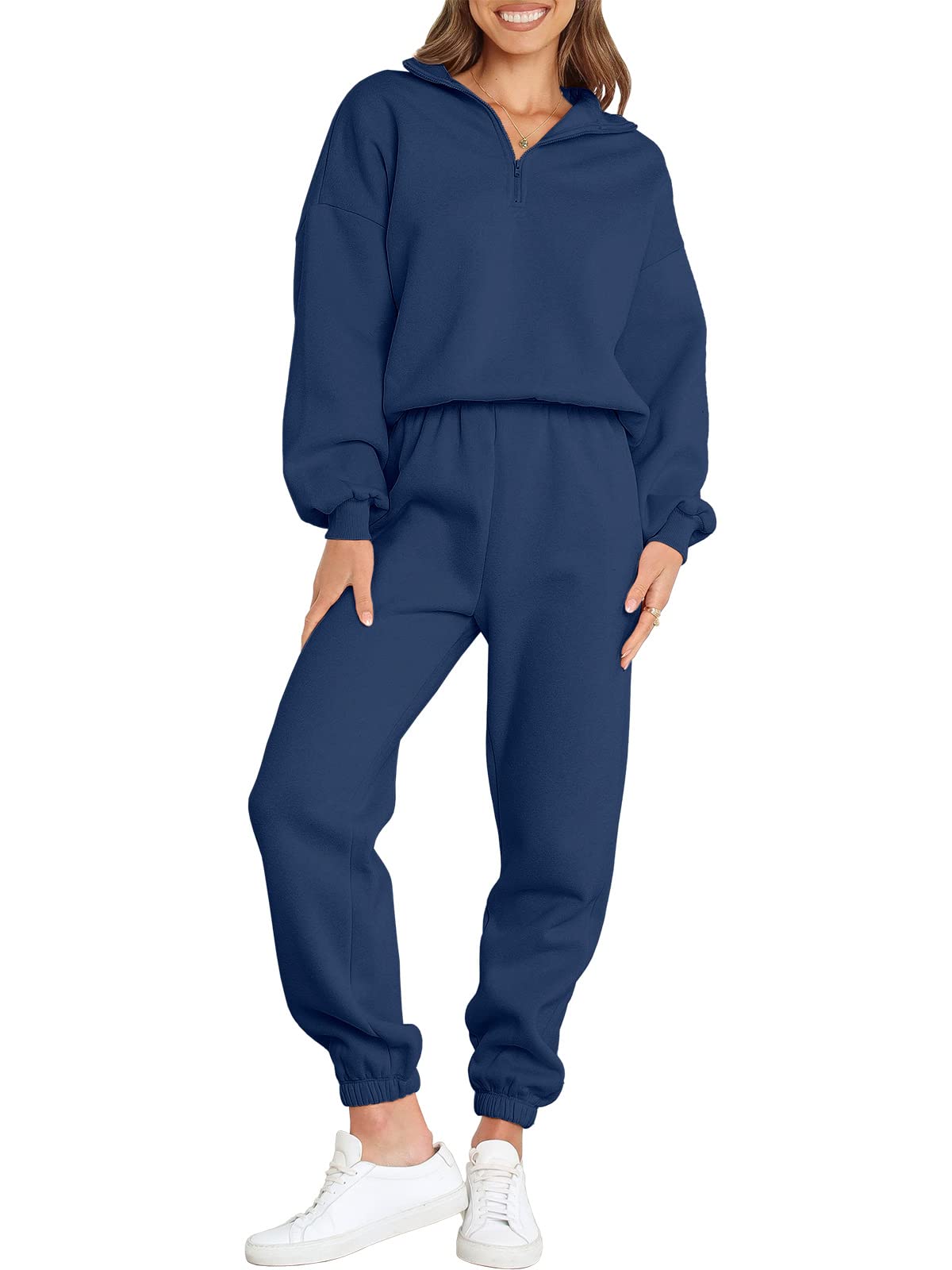 Half Zip Sweatshirt and Pants Set