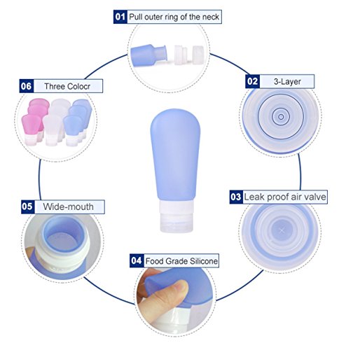 JZF, set di 3 contenitori da viaggio di silicone