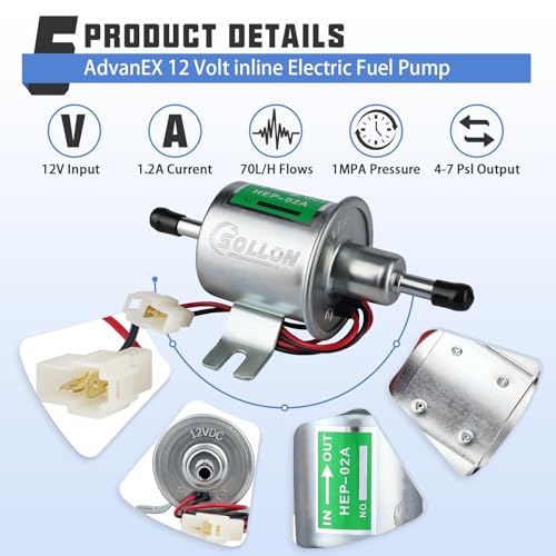Image of Electric Fuel Pump 12V Universal Low Pressure 12 Volt Transfer Inline Fuel Pump for Lawn Mower Carburetor Motorcycle ATV Trucks Boats Gas Diesel Engine 3-6PSI HEP-02A