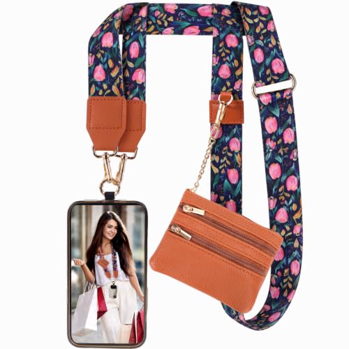 Image of XANGNIER Clip and Go Strap for Phone with Wallet Crossbody, Phone Strap with Zippered Wallet, Adjustable Anti Theft Cellphone Lanyard for Women, Cellphone Chain Accessories,Multicolor 31
