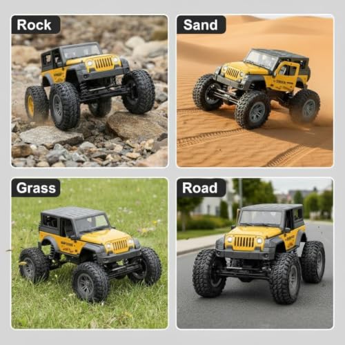 Image of Royal Cellar Defender Climbing Remote Control Car, 1:18 RC Monster Truck 2WD with Dual Spray Smoke, LED Lights, 2.4GHz Long Range, Alloy Body Off Road Car, Type C Rechargeable (Thar)