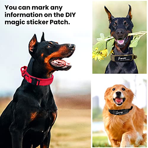 Xncooy Large Dog Collar,Adjustable Large Dog Collar With Diy Magic Sticker Patch And Marker,Dog Collar With Handle For Dog Training,Walking,Hunting,Traveling And Camping(M,Black) #TOP5