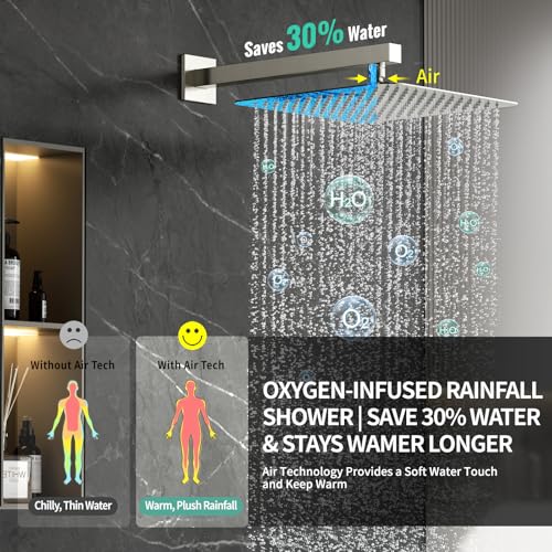 Image of SR SUN RISE 12'' All-Metal Shower System with Tub Spout Handheld Sprayer