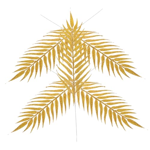 Mikikit 5 Piezas Adorno Colgante De Hojas Espolvoreadas Ramos Decorativos Selecciones para Arboles De Navidad Vegetación para Centros De Mesa Plantas Decorativas Dorado El Plastico