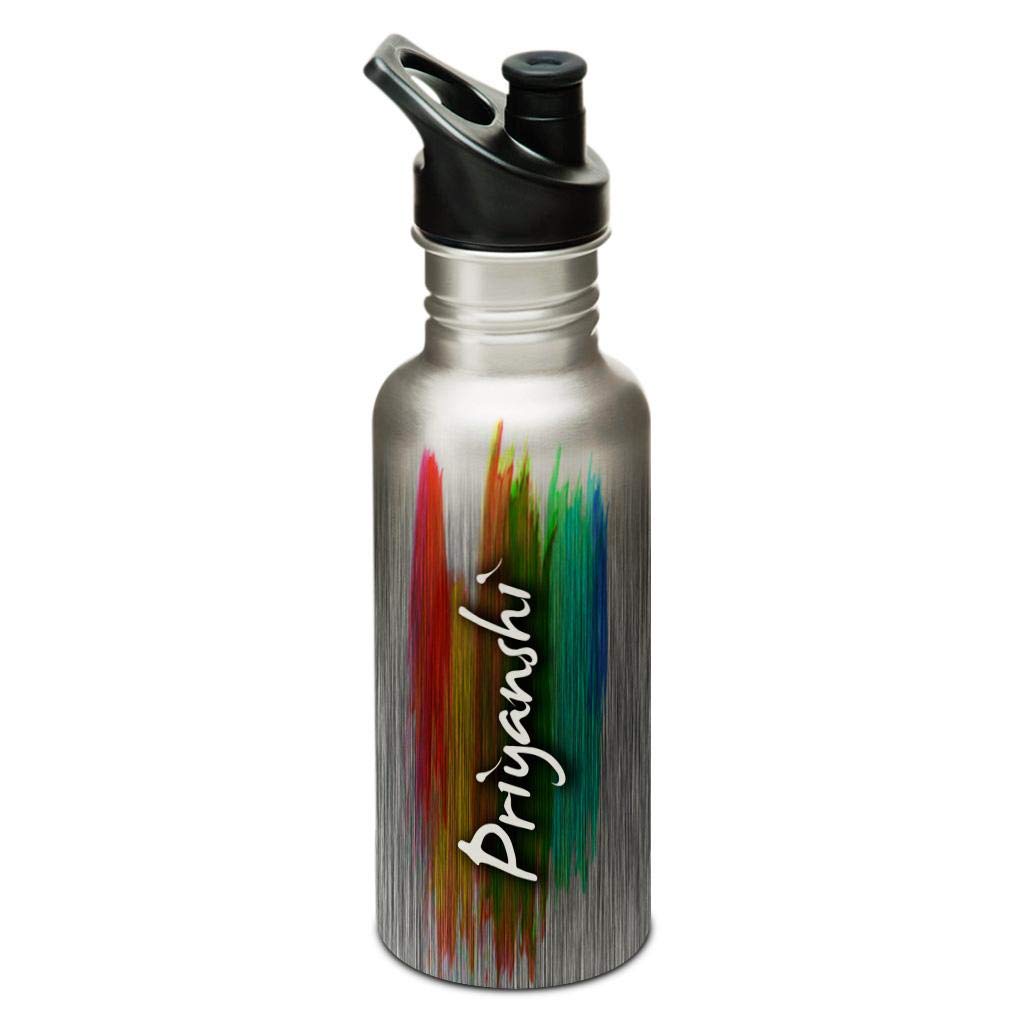 Hot Muggs® "Priyanshi" Me PaintBrush Stainless Steel Sports Cap Water Bottle, 600ml