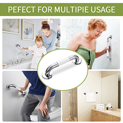 king do way Bathroom Grab Bar 12inch Shower Grab Bar with Anti Slip Grip Ring for Bathtub,Bathroom,Toilet,Stairway Handrail,Stainless Steel Safety Handle for The Elderly,Children, Pregnant Women