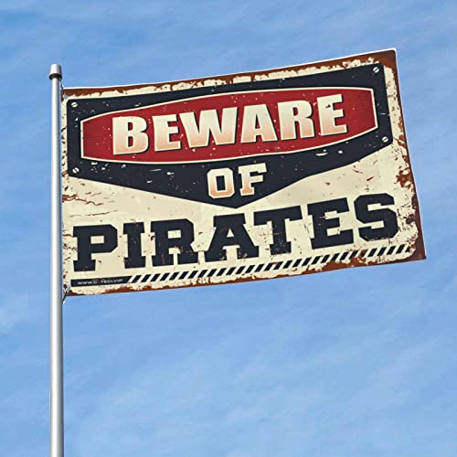 Drapeau Méfiez-vous des pirates de 152x244 cm pour décoration de man cave