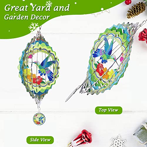 Hummingbird Wind Spinners For Yard And Garden, Bestmal 12 Inch 3D Kinetic Wind Spinner Hanging Wind Spinners Outdoor Metal Garden Decor Gardening Gifts For Women Decorations For Balcony Patio Yard Art #TOP2