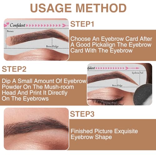Ninnyi 13PCS Eyebrow Stamp Kit, Eye Brow Shaping Stencil. Waterproof Smudge Proof Multifunction Long Lasting, Darkbrown Warm Black - Image 4
