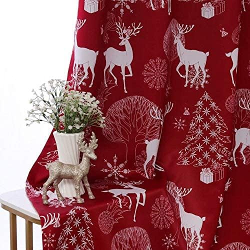 LORDTEX Cortinas navideñas con estampado de ciervos y nieve para sala de estar y dormitorio, cortinas opacas con aislamiento térmico, cortinas de