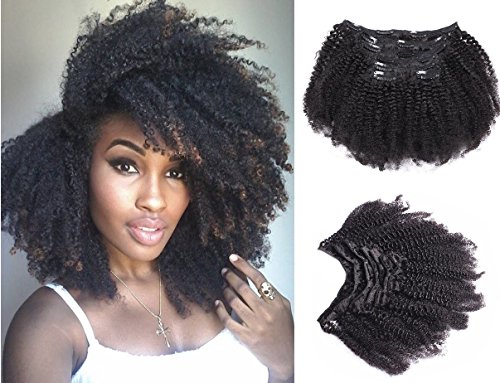 Ms Fenda Afro Kinky Curly 4B 4C Clip In Hair Extensions