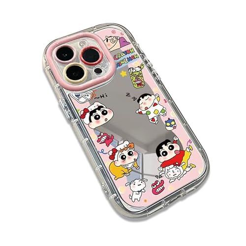 iphone 16 pro max 用 ケース クレヨンしんちゃん 鏡 スマホケース 衝撃吸収傷防止 ァッションクリエイティブ 指紋に強い 携帯保護カバー ミラー付き 可愛い キャラクター 携帯電話ケース アイフォン16pro maxケース クレヨンしんち