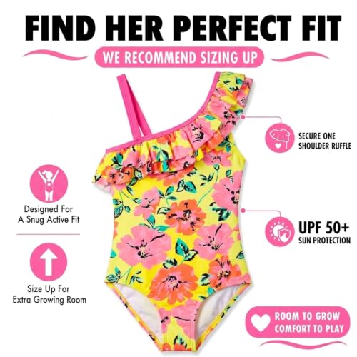 Image of Kanu Surf Girls Morgan Floral Ruffle 1-Shoulder 1-piece Swimsuit