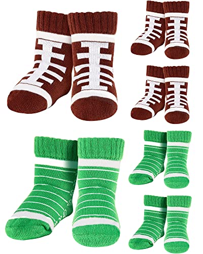 Image of Baby Football Outfit 6 Pairs Baby Boy Football Socks Newborn Touchdown Football Socks Infant Toddler Socks Toddler Ankle Socks for 0-12 Months Boys