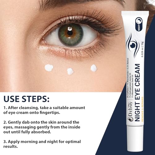DEBAIY 3% Caffeine Eye Cream 3-Pack for Dark Circles & Puffiness