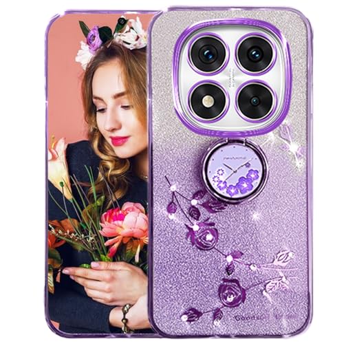 Ysnzaq �X�p�[�N���P�[�X Xiaomi Redmi Note 14 Pro+ Plus 5G�p �����O�X�^���h�t���A�N���A�O���b�^�[ �t���[�����f�U�C�� �X���� �\�t�g TPU �ϏՌ��J�o�[ ���f�B�[�X �K�[���Y Xiaomi Redmi Note 