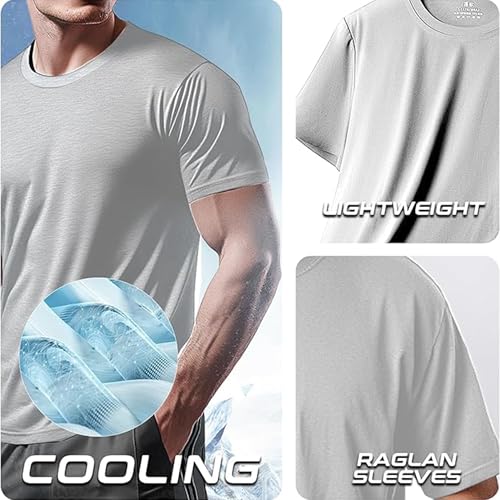 Men's Cooling Workout Shirts Bamboo Viscose Anti Odor Moisture Wicking Athletic Short Sleeve Lightweight Loose Gym Tee4