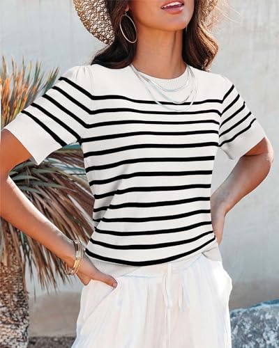 Image of Newshows Women's Sweater Short Sleeve Summer Fall Casual Business Shirts