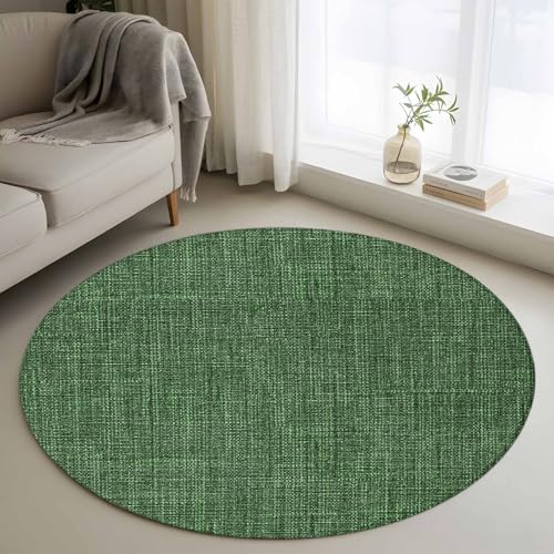 Tapete redondo lavable 4ft color verde oscuro para interior