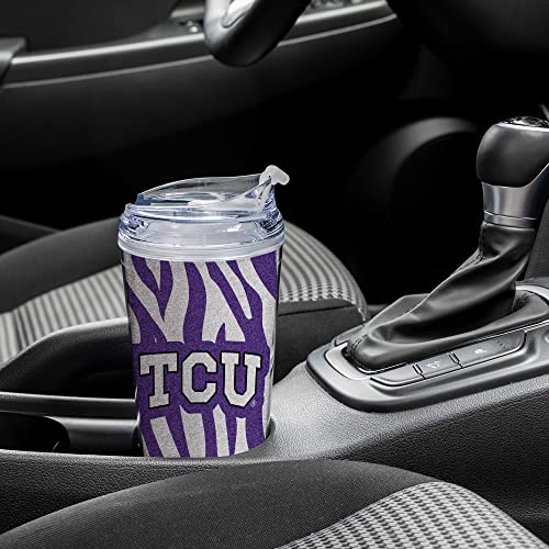 Image of Rico Industries NCAA Glitter 24oz Acrylic Glitter Tumbler with Hinged Lid, Officially Licensed Double Wall Tumbler with Straw
