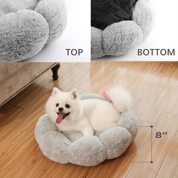 Miniatura 2 de DEIUOG Cama para perros medianos con forma de dona, esponjosa, relajante, bonita cama para gatos en sherpa de peluche, antideslizante para gatos de