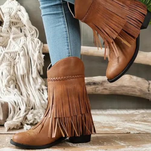Bottes en jean à franges et broderies florales raffinées - 2