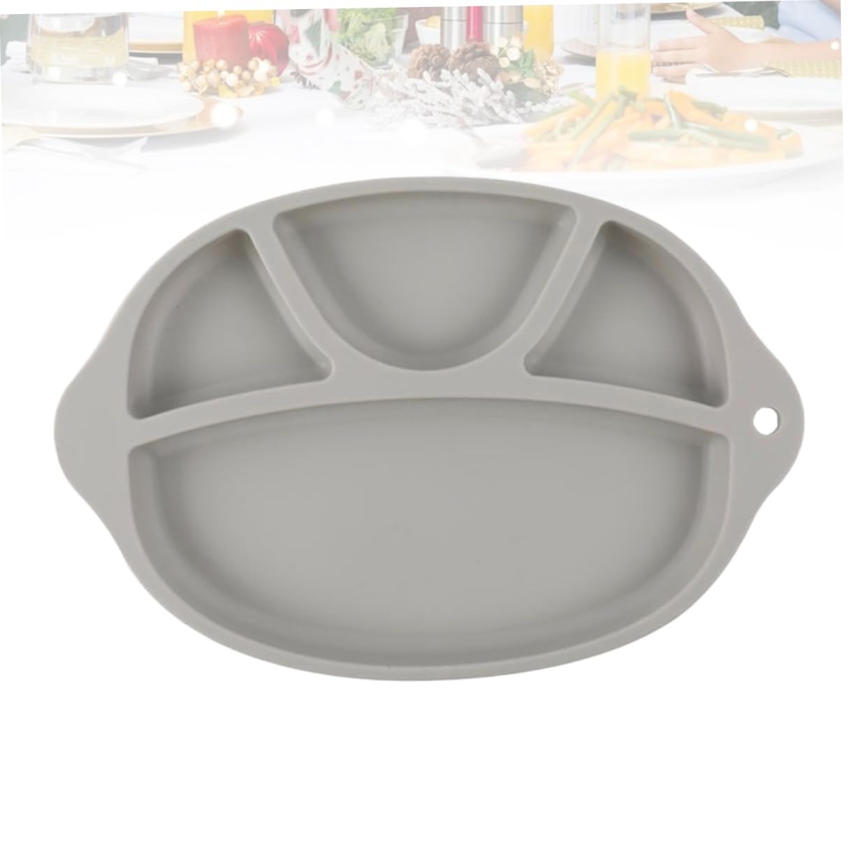 Toddmomy Safe Easy- and Girls Meal Tray Silicone Partition Tray Baby Rice Holder Separate Plate Cutlery (grey)